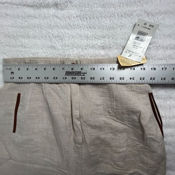 Harvé Benard Womens Linen Blend Pencil Skirt Size 12 Beige Pockets Career New - Picture 8 of 10